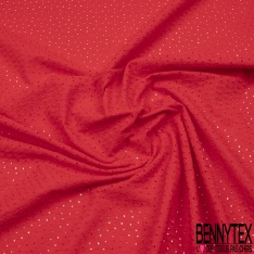 Broderie anglaise coloris rose estompé motif petit trou relié par broderie ton sur ton