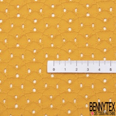 Broderie anglaise coloris fiesta motif petit trou relié par broderie ton sur ton