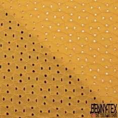 Broderie anglaise coloris fiesta motif petit trou relié par broderie ton sur ton