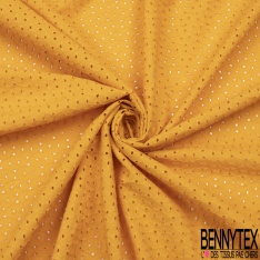 Broderie anglaise coloris fiesta motif petit trou relié par broderie ton sur ton