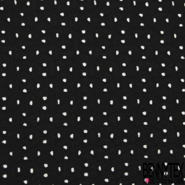 Broderie anglaise coloris bleu insigne motif petit trou relié par broderie ton sur ton