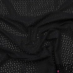 Broderie anglaise coloris bleu insigne motif petit trou relié par broderie ton sur ton