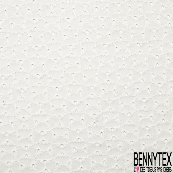 Broderie anglaise coloris noir motif petit trou relié par broderie ton sur ton