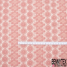 Guipure polyester motif floral et attrape-rêve uni écru
