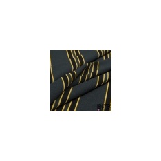 Coupon 3m crêpe polyester motif rayure fantaisie verticale noir moutarde bleu graphite