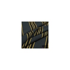 Coupon 3m crêpe polyester motif rayure fantaisie verticale noir moutarde bleu graphite