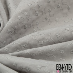 Broderie anglaise double base festonnée motif petite fleur champêtre ton sur ton noir