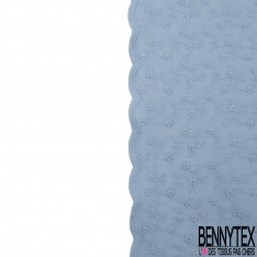 Broderie anglaise double base festonnée motif petite fleur champêtre ton sur ton chicorée