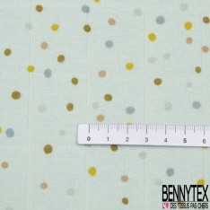 Jersey coton gaze élasthanne imprimé dot pastel multicolore fond blanc discret