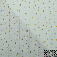 Jersey coton gaze élasthanne imprimé dot pastel multicolore fond blanc discret
