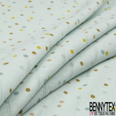 Jersey coton gaze élasthanne imprimé dot pastel multicolore fond blanc discret