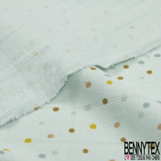 Jersey coton gaze élasthanne imprimé dot pastel multicolore fond blanc discret