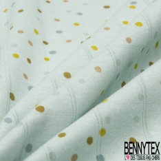 Jersey coton gaze élasthanne imprimé dot pastel multicolore fond blanc discret