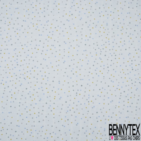 Jersey coton gaze élasthanne imprimé dot pastel multicolore fond vert d 'eau
