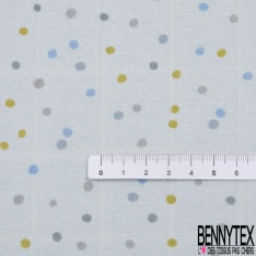Jersey coton gaze élasthanne imprimé dot pastel multicolore fond vert d 'eau