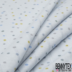 Jersey coton gaze élasthanne imprimé dot pastel multicolore fond vert d 'eau