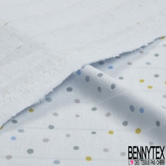 Jersey coton gaze élasthanne imprimé dot pastel multicolore fond vert d 'eau