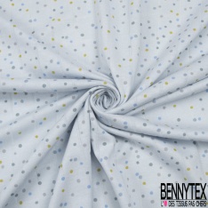 Jersey coton gaze élasthanne imprimé dot pastel multicolore fond vert d 'eau