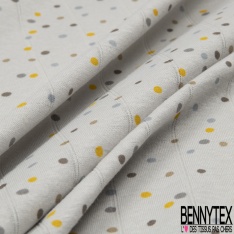 Jersey coton gaze élasthanne imprimé dot pastel multicolore fond bleu illusion