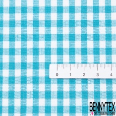 Coton tissé teint petit vichy océan hawaïen blanc