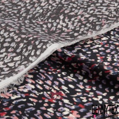 Satinette polyester imprimé cordage marin et coquillage fond dulcamara