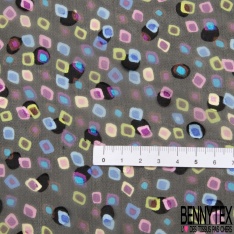 Mousseline dévorée soie coloris noir motif zébrure noisette viscose satinée