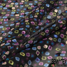 Mousseline dévorée soie coloris noir motif zébrure noisette viscose satinée