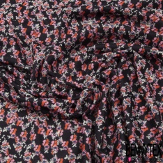 Coupon 3m maille tricot chiné anthracite perle perle nacrée bisque de homard