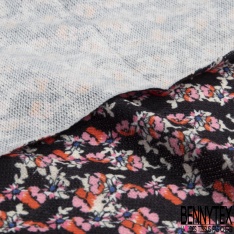Coupon 3m maille tricot chiné anthracite perle perle nacrée bisque de homard