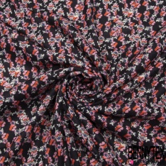 Coupon 3m maille tricot chiné anthracite perle perle nacrée bisque de homard