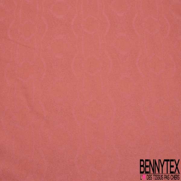 Jacquard Coton Tissé Teint motif Floral Rose Fluo Jauine Chamois Lurex Or fond Blanc Naturel