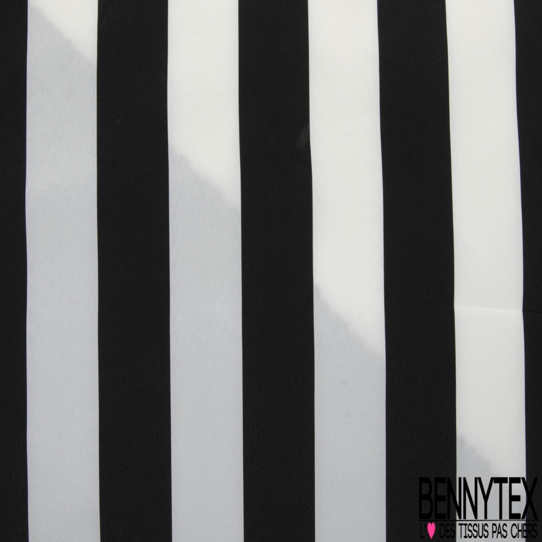 Tissu au mètre Polyester en 115cm rayé noir et blanc n°775 - Defilentissus