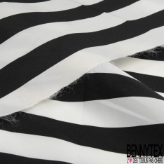 Taffetas satiné polyester fin tartan ton noir blanc discret or crémeux perle enfûmée