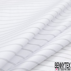 Taffetas satiné polyester fin rayure noir blanc verticale