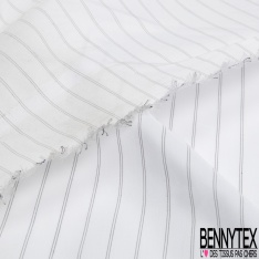 Taffetas satiné polyester fin rayure noir blanc verticale