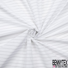 Taffetas satiné polyester fin rayure noir blanc verticale