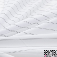 Taffetas satiné polyester fin rayure noir blanc verticale