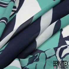 Mousseline polyester simple base artifice de couleur fond marine