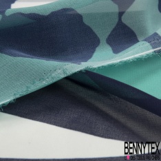 Mousseline polyester simple base artifice de couleur fond marine