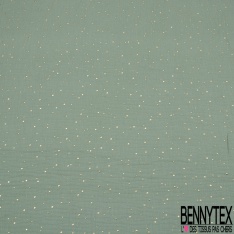 Coton Double Gaze Bleu Acier Pastille Relief Or