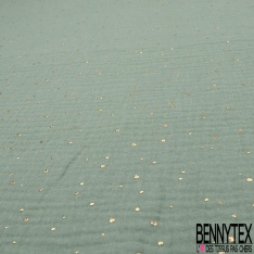 Coton Double Gaze Bleu Acier Pastille Relief Or