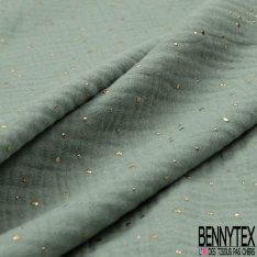 Coton Double Gaze Bleu Acier Pastille Relief Or
