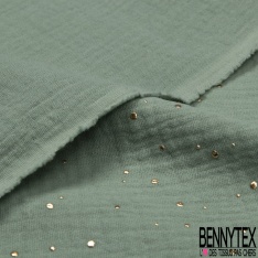 Coton Double Gaze Bleu Acier Pastille Relief Or