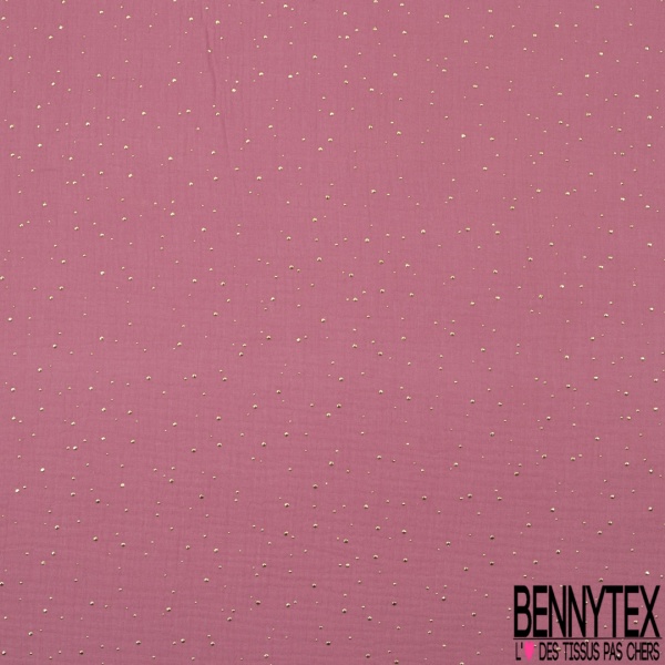 Coton double gaze vert cristallin pastille relief or