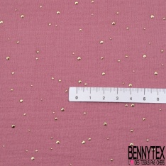 Coton double gaze vert cristallin pastille relief or