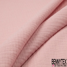 Coton double gaze uni rose camélia