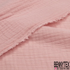 Coton double gaze uni rose camélia