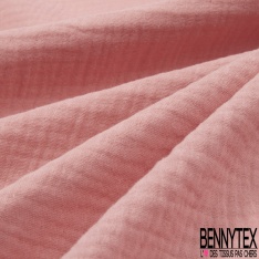 Coton double gaze uni rose camélia