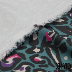 Crêpe polyester imprimé effet tweed noir et blanc