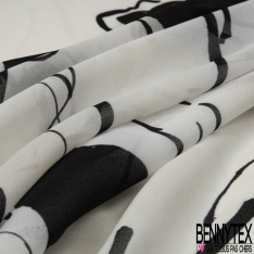 Mousseline georgette imprimé bouquet floral multicolore fond huile d'amande